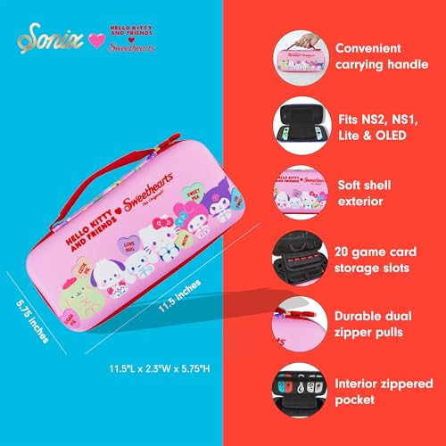 Sonix x Sanrio Carrying Case for Nintendo Switch 2, Protective Travel Case with Game Cartridge Storage | Hello Kitty and Friends x Sweethearts - color: Sanrio x Sweethearts
