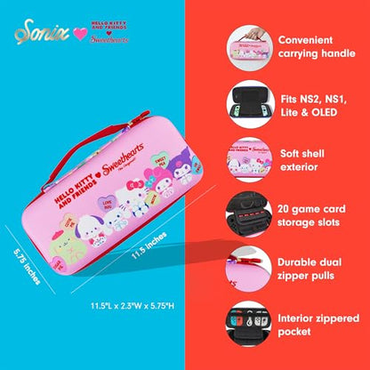 Sonix x Sanrio Carrying Case for Nintendo Switch 2, Protective Travel Case with Game Cartridge Storage | Hello Kitty and Friends x Sweethearts - color: Sanrio x Sweethearts