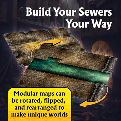 Arcknight The Dungeons Roleplaying Battlemaps; 16 Modular RPG Maps in 8 Double-Sided Pages, 1" Square Grid, Modular & Versatile Design for Tabletop Gaming - for Dungeons & Dragons & Pathfinder - style: Dungeons