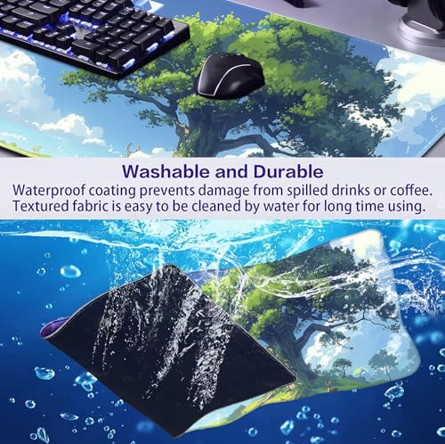 Large Green Plant Outdoor Landscape Office Desk Pad, Computer Mouse Pad | Large Extended Mouse Pad; Full Desk Coverage; Waterproof Coating; Stable Anti-Slide Base For Gaming, Office, Study Daily Use - color: Outdoor Landscape