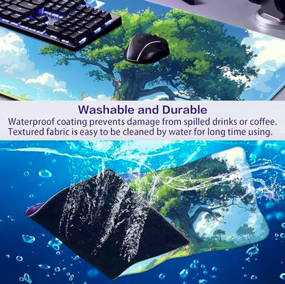 Large Green Plant Outdoor Landscape Office Desk Pad, Computer Mouse Pad | Large Extended Mouse Pad; Full Desk Coverage; Waterproof Coating; Stable Anti-Slide Base For Gaming, Office, Study Daily Use - color: Outdoor Landscape