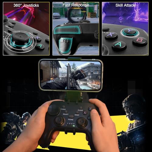 Joso Wireless Mobile Gaming Controller for iPhone, Android, iPad, Tablet, PC, Phone Controller with Phone Clip Supports Cloud Game, COD Mobile, Genshin Immpact, Remote Player Gamepad - color: Black