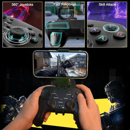 Joso Wireless Mobile Gaming Controller for iPhone, Android, iPad, Tablet, PC, Phone Controller with Phone Clip Supports Cloud Game, COD Mobile, Genshin Immpact, Remote Player Gamepad - color: Black