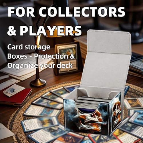 Trading Card Storage Box, Holds 100+ for MTG Cards, Premium PU Leather with Magnetic Closure, Skull Smoking A Cigarette Durable Deck Box for Magic the Gathering, Trading Card Games - color: Skull Smoking A Cigarette