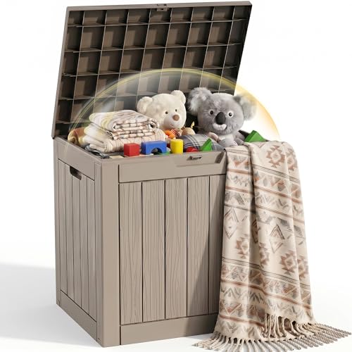 EFU Outdoor Storage Box 38 Gallon Deck Box, Waterproof Resin, Grey | (Indoor & Outdoor) Lockable UV Resistance Storage Bin, Storage Box for Outdoor, Patio Storage - color: Grey, size: 38 Gallon