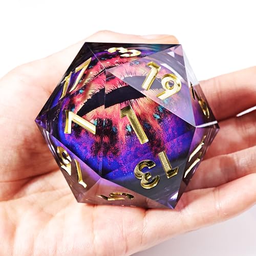 Mini Planet 50mm Chonk D20 DND Role Playing Games and RPG Tabletop Game Liquid Core Dragon Eyeball Sharp Edge Polyhedral Dice - color: Dragon Eye Dice 6