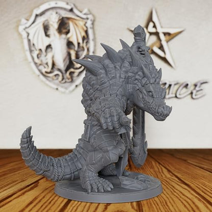 32mm Scale Lizardman Warrior RPG Accessory - Fantasy Minis Figurine for Role Playing & Miniature Game - Unpainted Resin RPG Figure for DM & Dungeon Masters - Zantaroth Lizard Champion (AS44)