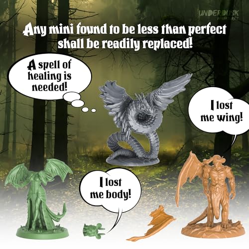 Underdusk Ominous Encounters: 64 Unpainted DND Miniatures Bulk Set for Dungeon Masters – 24 Designs, 28mm Figures with 4 Huge Boss Monsters – D&D 5e & Pathfinder Compatible, Stat Blocks Included