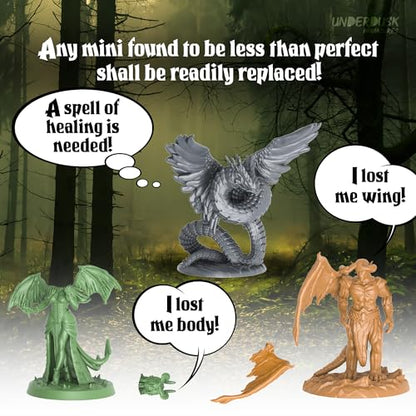 Underdusk Ominous Encounters: 64 Unpainted DND Miniatures Bulk Set for Dungeon Masters – 24 Designs, 28mm Figures with 4 Huge Boss Monsters – D&D 5e & Pathfinder Compatible, Stat Blocks Included