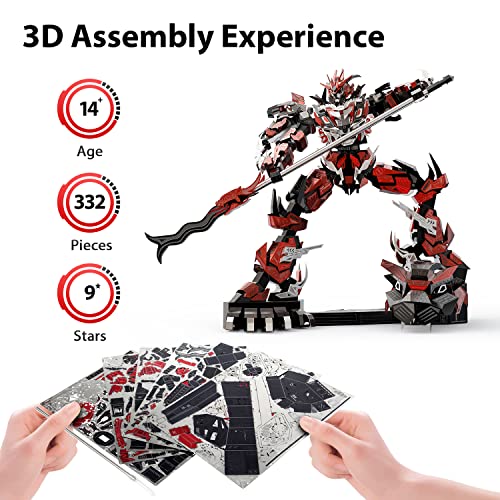 Microworld 3D Metal Puzzle, Famous Chinese Generals Zhang Fei, Mechanical Soldier Challenge Metal Model Kits, Brain Teaser Creative Gifts DIY 3D Puzzles for Adults - color: Zhang Fei