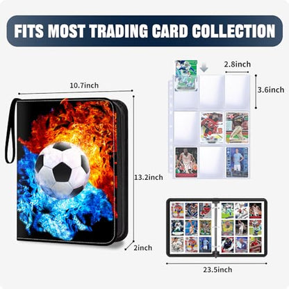 Soccer Card Binder with Sleeves, 9-Pocket Trading Card Holder Card Collectors Album 900 Cards, Card Folder for EURO 2024 Soccer Baseball Football Sport Trading Cards,TCG,MTG,PTG Games - color: Soccer-900