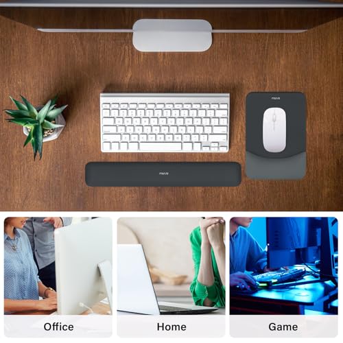 MOSISO Wrist Rest Support Mouse Pad & Keyboard Set, Slate Gray | Rectangular Ergonomic Mousepad, Non-Slip Base, Home/Office Pain Relief & Easy Typing, Neoprene Cloth & Raised Silicone Lining - color: Slate Gray