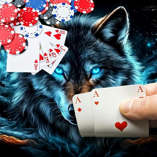 Wolf with Glowing Blue Eyes for MTG & TCG Playmat Mouse Pad,BFDHGQZC 24" x 14" Game Mat for MTG/RPG/CCG Trading Card Game Playmats Table Mat Perfect for Card Games Video Games Computer Office - color: Wolf With Glowing Blue Eyes