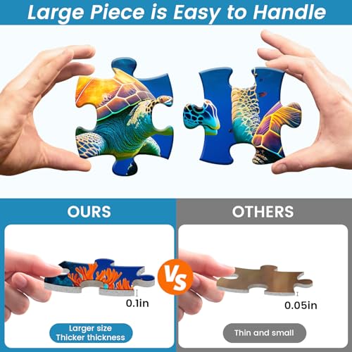 6 Pack 24 Large Piece Puzzle for Seniors Paper Dementia Puzzles for Elderly Adults Easy Puzzle Hummingbird Turtle Dog Panda Jigsaw Puzzle Activities for Elderly Seniors Gift | Hummingbird Turtle Dog Panda Jigsaw Puzzle for Adults Activities for Elderly Se