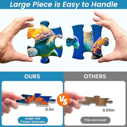 6 Pack 24 Large Piece Puzzle for Seniors Paper Dementia Puzzles for Elderly Adults Easy Puzzle Hummingbird Turtle Dog Panda Jigsaw Puzzle Activities for Elderly Seniors Gift | Hummingbird Turtle Dog Panda Jigsaw Puzzle for Adults Activities for Elderly Se