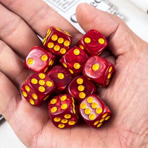 10 Pieces Polyhedral D6 Dice Set, 6 Sided Dice 16mm for RPG MTG DND Table Games (Red) - color: Red