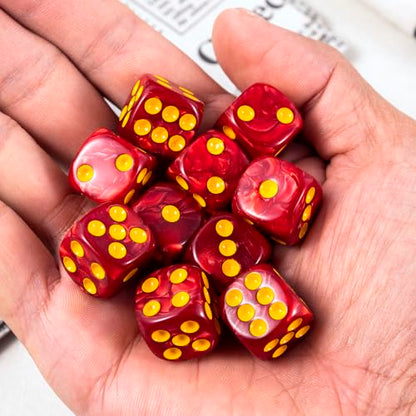 10 Pieces Polyhedral D6 Dice Set, 6 Sided Dice 16mm for RPG MTG DND Table Games (Red) - color: Red