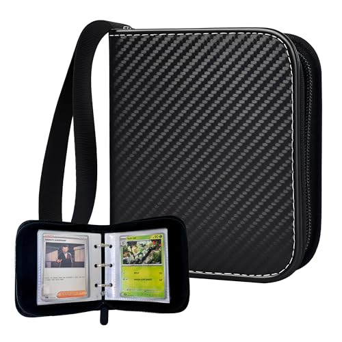 1 Pocket Black Mini Pokemon Binder,Card Album with Removable Sleeves for 80 Cards in 2.7X 3.5'',Collection Binder with Zipper,3 Ring Trading Collection Album for MTG TCG Pokemon Sport Cards(Black) - color: Black, size: 1 Pocket 80