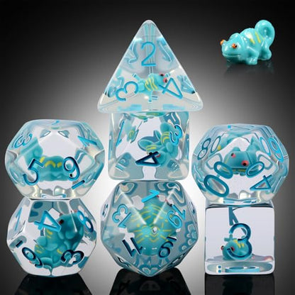 Chameleon D&D Dice Set, DNDND 7PCS Resin Dice Set with Velvet Bag for Dungeons and Dragons Role Playing Games and Tabletop Games（Chameleon - color: Chameleon