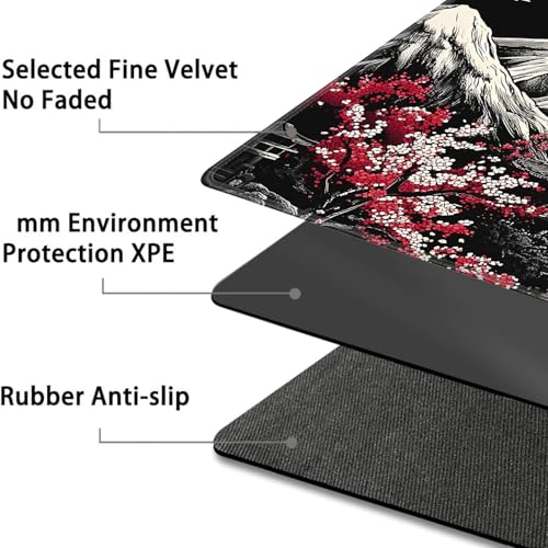 for MTG Game Playmat - 24 x 14 inches with Dices and Storage Bags, Non-Slip Base for TCG and Board Game Card Mats, Trading Card Games Mat, Mount Fuji Japanese Landscape Collectible Card Playmats - color: Jv-playmat-p7-1-g194