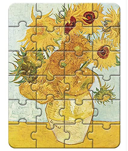 24 Pieces Twelve Sunflowers Puzzle, Toddler Artist Puzzles for Kids Ages 3-5, 4-8, Easy Intellectual Decompression Entertainment Game and Preschool Educational Learning Toys - color: Twelve Sunflowers-24p