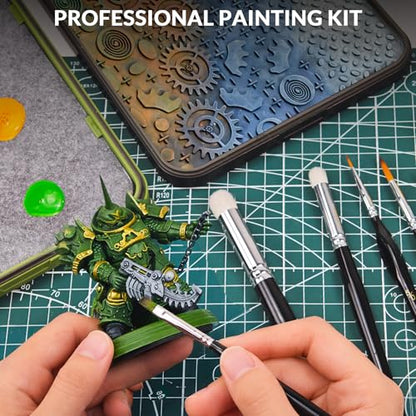 Wet Palette, Dry Brush Palette and Acrylic Paint Palette | 11PCS Detail Paint Brushes Drybrush for Miniature Painting and Acrylic Paints, 100PCS Hydration Paper and 4PCS Sponges - style: 3-in-1 Set&11 Brushes