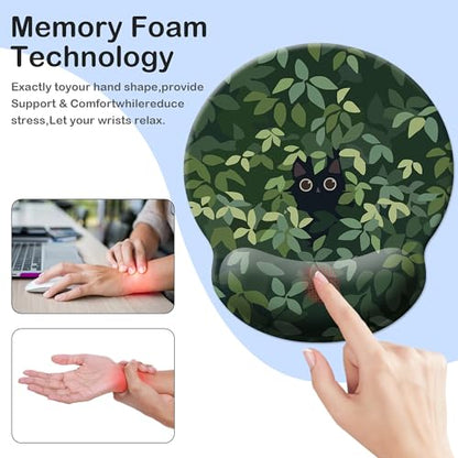 Mouse Pad Wrist Support,Ergonomic Mouse Pad with Wrist Rest,Comfortable Mousepad with Smooth Wrist Rest,Pain Relief Mouse Pads for Non-Slip Base,Computer,Laptop,Office & Home(Cat in The Meadow) - color: Cat in the Meadow