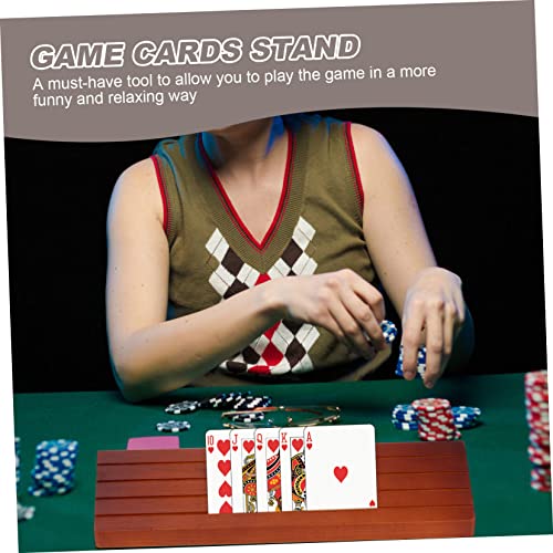 BESPORTBLE 1Pc Sturdy Wood Holder Multi Organizer with Stairstep Design for Easy Access for Tabletop Games and Card Storage