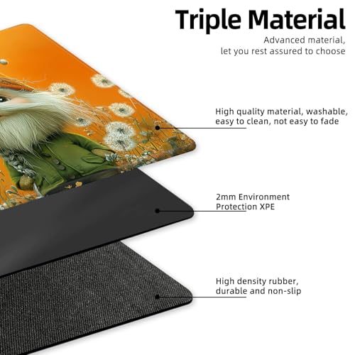 for MTG Playmat TCG Card Game Mat with Stitched Edges,Board Game Mats Non-Slip Waterproof Rubber Base 24 x 14 inch for CCG RPG DTCG Trading Card,Gnome Garden Dandelion - color: Gnome Garden Dandelion