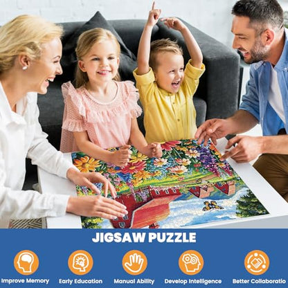 1000 Piece Puzzle for Adults, Honey Bee Farm Puzzles, Butterfly Flowers Garden Jigsaw Puzzles 1000 Pieces, Fun Landscape Puzzle for Adults Kids Seniors,Challenging Family Game Great Gift Idea,28*20 in - style: Honey Bee Farm
