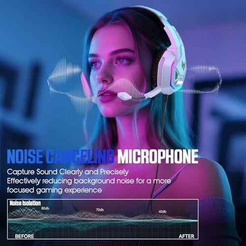 YPBDAN RGB Gaming Headset with Mic for PS5 PS4 Xbox Series X|S Xbox One PC | 7.1 Surround Sound, Noise Cancelling Mic, 50mm Drivers, Memory Foam Earcups, Over-Ear Headphones for Switch Mac