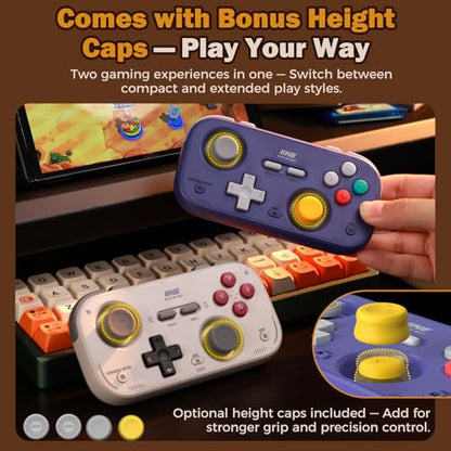IINE Retro Pocket Game Controller with Hall Effect Joysticks, Switch 1 & 2 Compatible, Wireless Gamepad for Steam Deck, PC, Android, iOS, Customizable D-Pad, Vibration & Motion Control (Purple) - color: Purple