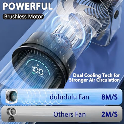 Desk Fan Small Quiet, Rechargeable USB Table Fan with Turbo Airflow, 100 Speeds LED Display, 360° Rotation, Portable Battery Powered Desktop Fan for Bedroom Home Office Travel, Black - color: Black