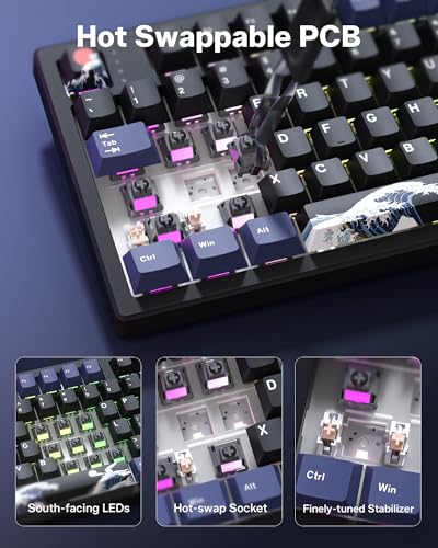L98 Wireless Gaming Keyboard, 98 Keys Mechanical Keyboard with Smart Display and Knob, Bluetooth/2.4GHz/USB-C Hot Swappable RGB Backlit with Number Pad for PC Mac