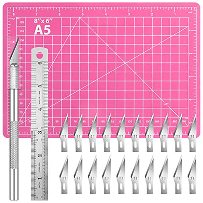 DIYSELF 23 Pack Exacto Knife Craft Knife Precision Carving Hobby Knife Kit, 20 Spare Art Knife Blades for Art, Scrapbooking, Stencil - color: Pink