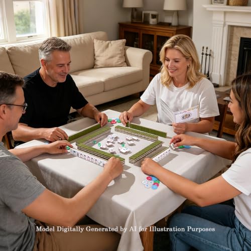 160 Acrylic American Mahjong Tile Set for Beginners, Mah Jong Lovers | 1.2” 2026 New Premium Green Tiles, Mahjong Set with Carrying Bag and Accessories, 3D Engraved 4 Layer Mahjong Tiles - color: Green