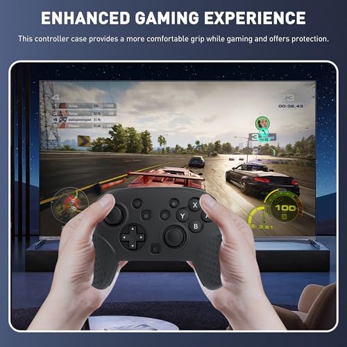 GLDRAM Switch 2 Pro Controller Clear Case, Remote Soft Silicone Protective Cover Skin, Scratch & Shockproof Durable Accessories for Nintendo Switch 2 Pro Controller - Black