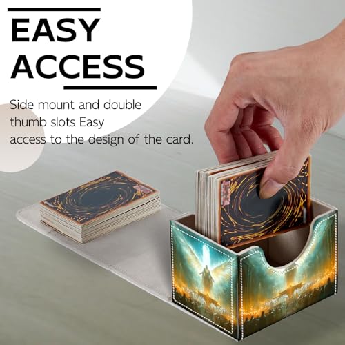 Trading Card Storage Box, Holds 100+ for MTG Cards, PU Leather with Magnetic Closure, Angel in Temple Fantasy Painting Durable Deck Box for Magic the Gathering, Trading Card Games - color: Angel in Temple Fantasy Painting