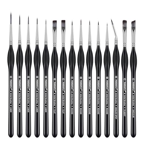 PANDAFLY 15pcs Detail Paint Brushes Set for Fine Detailing & Art Painting | Miniature Paint Brush Set with Triangular Handles - for Acrylic, Watercolor, Oil, Models, Face, Figurine & Paint by Number - size: 15 Size