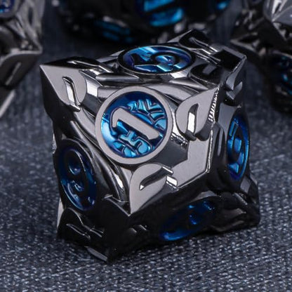 KERWELLSI Metal DND Dice Set D&D, 7Pcs Nature Vines Leaf Role Playing Dice with Gift Box, Black Blue Dungeons Dragons D and D Game Dice D20 D12 D10 D8 D6 D4