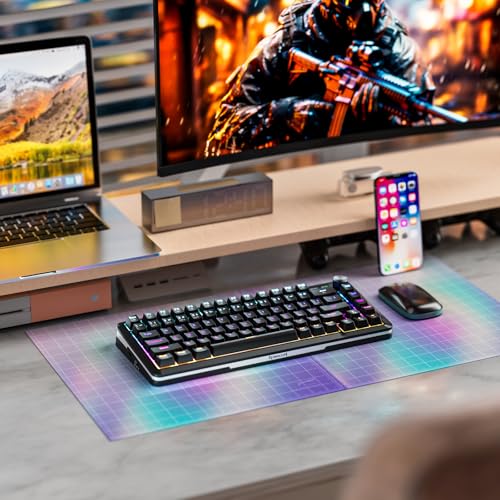 Redragon K708 Wireless Mechanical Keyboard with Screen, Volume Knob & Pre-Lubed Switches - Tri-Mode (Bluetooth/2.4G/USB-C) RGB Gasket Gaming Keyboard, Hot Swappable, 4000mAh Battery for PC, Mac, etc. - color: Black