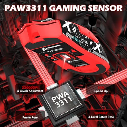 Attack Shark X65PRO HE & X11 Gaming Combo–Hall Effect Magnetic Keyboard & Superlight Mouse with RGB Charging Dock,8KHz Polling 22K DPI,Tri-Mode Wireless,Hot-Swappable,for Win/Mac/Linux (Black Red)