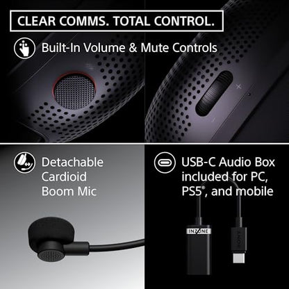 Sony INZONE H6 Air Wired Open-Back Gaming Headset with Mic, Black | Ultra‑Lightweight for All Day Comfort, For PC/PS5/Mobile, Detachable High-Fidelity Mic, Audiophile, USB‑C Audio Box