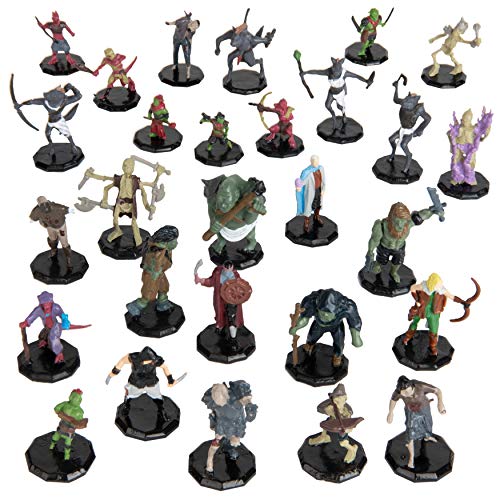 28 Painted Fantasy Mini Figures- All Unique Designs- 1" Hex-sized Compatible with Dnd, D&D Dungeons and Dragons, Pathfinder, and RPG Tabletop Games- Features Goblins, Orcs, Gnolls, Skeletons & More...