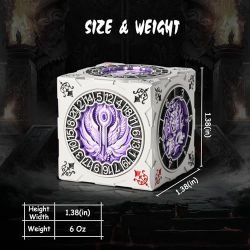 DNDND Multi-Functional Spinner Dice Cube for DND – Iconic Monster Themed Collector's Gift for D&D, Dungeon Masters & RPG Players (Silver&Purple) - color: Silver Purple