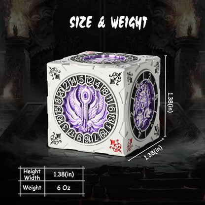 DNDND Multi-Functional Spinner Dice Cube for DND – Iconic Monster Themed Collector's Gift for D&D, Dungeon Masters & RPG Players (Silver&Purple) - color: Silver Purple