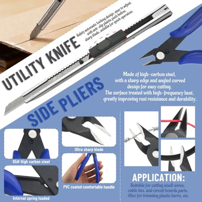 Bigstone 30 PCS Model Tools Kit Hobby Building Tool Modeler Basic DIY Tools Craft Set for Cars, Airplanes, Buildings, Robots Gundam Plastic Models Building Repairing and Fixing