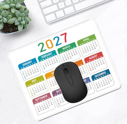 2027 White Calendar Mouse Pad, Suitable for Office and Gaming Mouse Pads | High Density Smooth Surface, Anti Slip Rubber Bottom Stable And Not Displaced, Exquisite Lock Edge Wear-Resistant And Durable - color: White Calendar