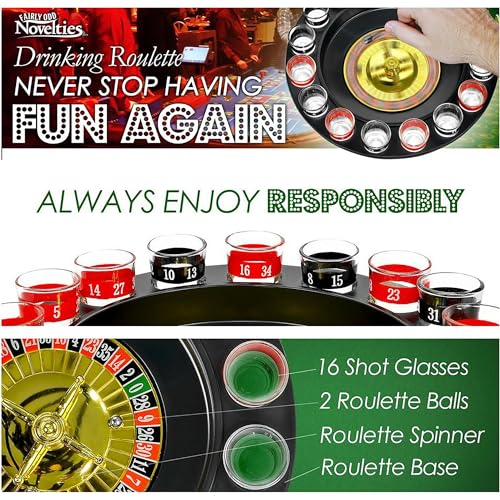 Shot Glass Roulette Drinking Game – 16-Piece Red/Black Set with 2 Metal Balls, Fun Adult Party Game for White Elephant, Game Nights, and Gifts - size: 16PCS Set