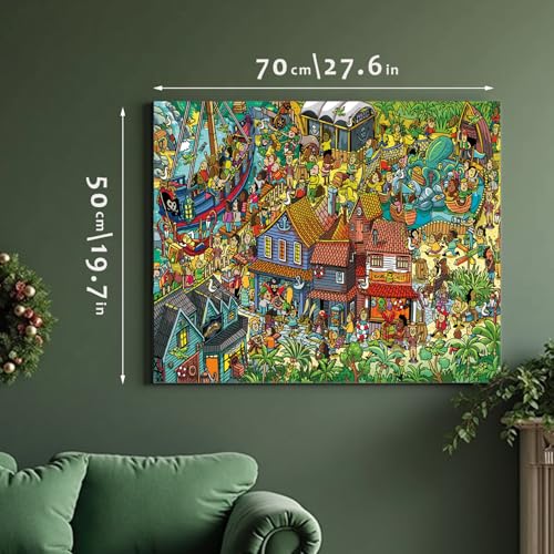 Jigsaw Puzzles for Adults, 1000 Pieces Pirate Park Puzzle, Cartoon Painting Challenging Puzzles for Family Activity Game Nights Gifts Fidget Stress Relief - color: Pirate Park